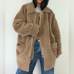 Free People Faux Sherpa Leather Teddy Coat